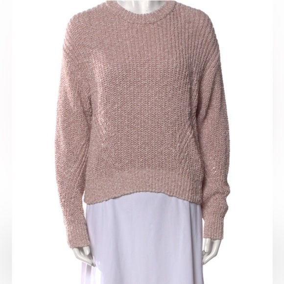 VERONICA BEARD Leah Crewneck Pullover Open Knit Sweater - Rose Gold - Size M - Picture 2 of 9